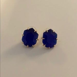 RARE Kendra Scott Gold Earrings with Cobalt Stone